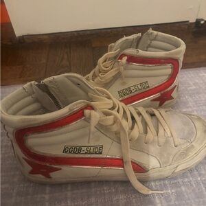 Golden Goose Slide High-Top Sneakers - White and Red